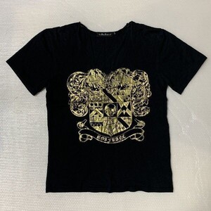 Roi Frant★サイズ44★半袖Tシャツ Vネック★黒 ブラック★▽1-118