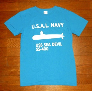 ALPHA アルファ U.S.A.L. NAVY Tシャツ USS SEA DEVIL SS-400 アメリカ海軍 潜水艦 シーデビル BL S 使用少 美品/U.S.A.F.トップガンAVIREX