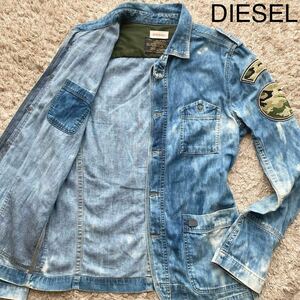 希少デザイン●極美品/Lサイズ相当●ディーゼル DIESEL デニムジャケット Gジージャン ブルゾン ストレッチ ワッペン インディゴ バイカー