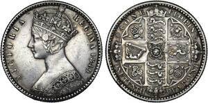 １円スタート! ・1849 イギリス 1 フロリン銀貨 ビクトリア・アンティーク コイン