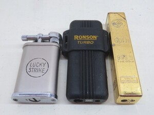 3個セット★LUCKYSTRIKE/RONSON ガスライター オイルライター ラッキーストライク ロンソン 喫煙具 USED 13129★！！