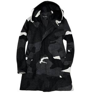 定価15.2万 1piu1uguale3 CASH WOOL BIG CAMO WRAP HOOD COAT Ⅴ ウノピュ ラップコート　akm　wjk ジュンハシモト