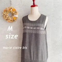 marie claire bis /グレー /ニットベスト風ワンピ/ノルディック