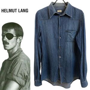 HELMUT LANG VINTAGE ヘルムートラング ヴィンテージ 初期 本人期 1998s MADE IN ITALY イタリア製 デニムシャツ ブルー系 48 アーカイブ