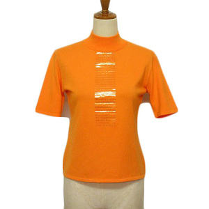 アンドレルチアーノ ANDRELUCIANO ニット ハイネック ロゴ 日本製 半袖 オレンジ レディース