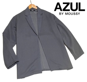 新品! アズールバイマウジー テーラード型 二重織 ソフト ジャケット グレー (F) ☆ AZUL BY MOUSSY メンズ カーディガン M-L相当 灰系 ★