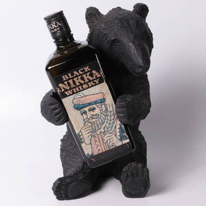 ◆◇NIKKA WHISKY 木彫風熊ボトルスタンド 29.5cmBLACK NIKKA 昭和レトロ ビンテージ 販促品◇◆