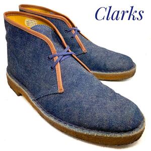 ☆即決・送料無料☆【希少】Clarks クラークス デザートブーツ チャッカブーツ デニム 26cm 革靴 ブーツ カジュアル 本革 本皮 メンズ