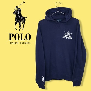 ★ポロラルフローレン POLO RALPH LAUREN★ロゴ刺繍 プルオーバー スウェット パーカー ネイビー size 170 管:B:12