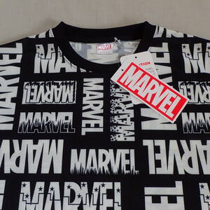 新品★マーベル MARVEL 総ロゴ柄 黒半そでＴシャツ メンズLL