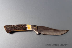 ★VINTAGE KNIFE ★ビンテージナイフ　BEAR MGC 585D 9 1/2 INCH DAMASUCUS（4125）　美麗ダマスカスブレード　鹿角柄　Ｃ1990年代 　USA