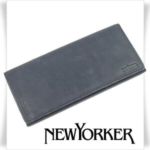 新品1円～★NEWYORKER ニューヨーカー 牛革レザー 二つ折り長財布 ロングウォレット ネイビー マディソン 正規店本物◆4939◆