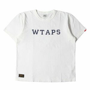 WTAPS ダブルタップス Tシャツ サイズ:S ブランドロゴ ヘビー クルーネック 半袖 Tシャツ DESIGN SS COLLEGE 17SS ホワイト 白 トップス