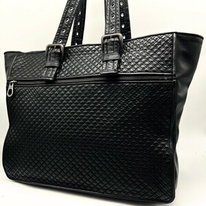 極美品/A4◎◆ ボッテガヴェネタ BOTTEGA VENETA トートバッグ ブリーフケース ビジネス メンズ 黒 ブラック レザー 本革 イントレチャート