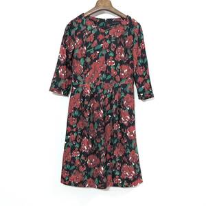 美品 ネコポス可 タルボット TALBOTS 7部袖 ボタニカル 花柄 ワンピース レディース 0 トップス 6648