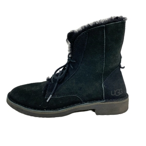 アグ UGG ショートブーツ 23 1012359 クインシー ミリタリー レースアップ ムートン 黒 レディース レースアップ/2WAY 靴