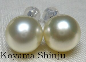 新品★小山真珠★１円～人気商品！絶品カラー！10.4mm！大珠白蝶真珠ＷＧパールピアス