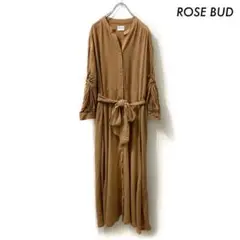 ROSE BUD ローズバッド★7分袖シャツワンピース ねじり袖 ブラウン 茶色