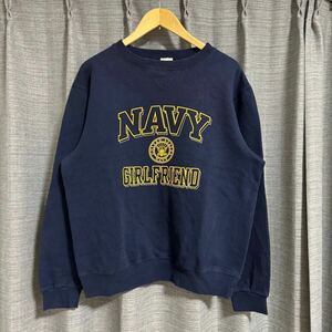 90s SOFFE 米軍 USNavy 海軍 ミリタリープリント スウェット SWEAT ネイビー イエロー ヴィンテージ ミリタリー 3段プリント 80s M