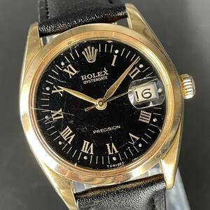 【豪華】ロレックス/ROLEX/プレシジョン/ブラック/黒/6694/オイスターデイト/33㎜/手巻き/メンズ腕時計/ヴィンテージ/動作良好/ローマン