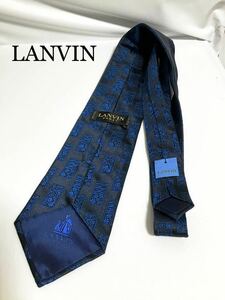 未使用　ランバン LANVIN ネクタイ　ネイビー ブルー系　柄　ブランドネクタイ　送料185円〜（追跡付）