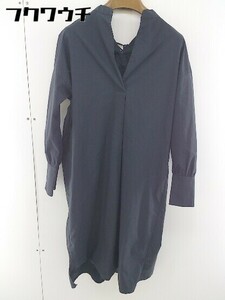 ◇ B:MING by BEAMS レースアップ スキッパー 長袖 膝丈 シャツ ワンピース サイズ S ネイビー レディース