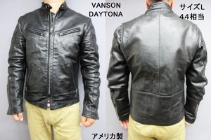 Ｌ バンソン DAYTONA 立ち襟 シングル ライダース レザー ジャケット VANSON サイズ44 相当 革ジャン アメリカ製 ( B D XL 3L