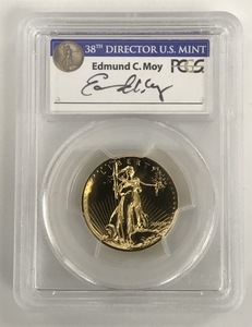 2009年 ウルトラ ハイリリーフ （ハイレリーフ） 金貨 PCGS MS70 PL プルーフライク Edmond Moy サイン入りラベル ブルー