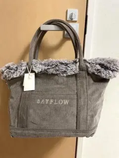 未使用ベイフローBAYFLOWファー付トートバッグ秋冬完売品コーデュロイ