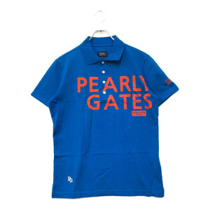 coco 中古 パーリーゲイツ PEARLY GATES メンズ 半袖ポロシャツ 4(M) 水色 ライトブルー ロゴプリント レターパックプラス発送可 88734