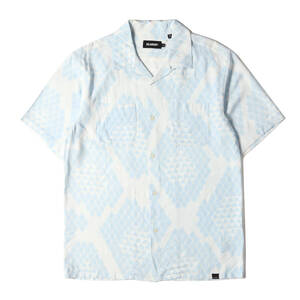 X-LARGE エクストララージ 20SS スネーク柄 オープンカラー レーヨン 半袖 シャツ S/S REPTILE ALLOVER PRINTED SHIRT ライトブルー S