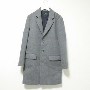 美品 A.P.C. アーペーセー メルトン ロング丈 チェスターコート XS グレー 081 ◆