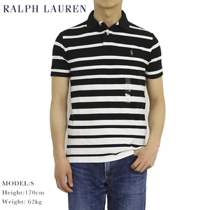 新品 アウトレット 190 Mサイズ メンズ 半袖 シャツ polo ralph lauren ポロ ラルフ ローレン ボーダー 黒 白