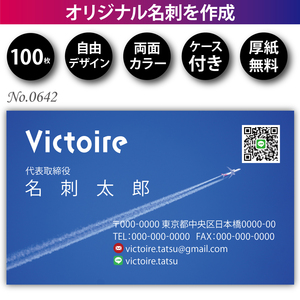 名刺 名刺作成 名刺印刷 100枚 両面 フルカラー 紙ケース付 No.0642