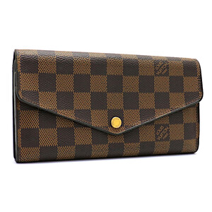 ルイヴィトン 二つ折り長財布 ポルトフォイユサラ ダミエ N63209 キャンバス×レザー ユニセックス ブラウン LOUIS VUITTON