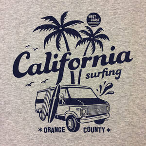 ■CALIFORNIA Tシャツ■レディースXLサイズ相当（グレーxネイビー）アメ車　シェビーバン　シボレー カリフォルニア CHEVY