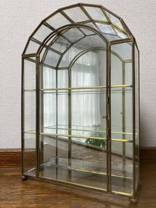 ビンテージ☆アーチ型 ガラスジュエリーケース(H32cm)真鍮 ショーケース 収納