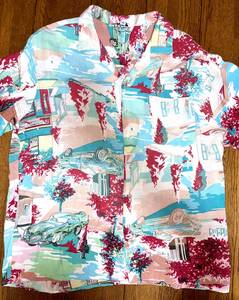 ヴィンテージ アロハシャツ XL 珍品 DAX 車柄 アメ車 ALOHA SHIRT VINTAGE 柄シャツ 半袖 総柄 古着 男物 男性用 メンズ