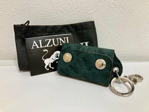 ALZUNI　アルズ二　キーケース　エレファントレザー　象革　ダークグリーン　シルバー　