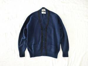 希少 70s Givenchy Paris フランス製 カシミヤ100% 肉厚 ニット カーディガン ネイビー レザートリム◎ France Euro Vintage 60s Gentleman