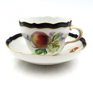 1円〜 Meissen マイセン フルーツ コバルト コーヒーカップ&ソーサー 計2点 y258-3420381【Y商品】