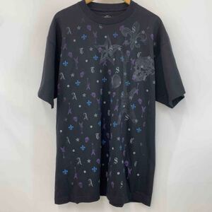 ATSC ドクロ スカル 総柄 プリント Tシャツ XL 黒 ブラック メンズ 半袖 コットン Y2K ビンテージ 90s 00s