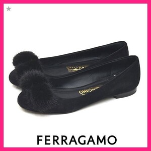 美品 サルヴァトーレフェラガモ Salvatore Ferragamo ヴァラリボン フラットシューズ バレエシューズ パンプス 5.5C(約22.5-23) sh24-1346