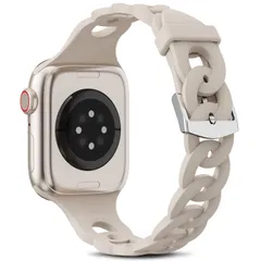 【在庫セール】アップルウォッチ Apple コンパチブル Watch バンド46mm 38mm 40mm 41mm プリストバンドサークルチェーンデザインiWatch 10 9 8 SE 7 6 5 4 3 2 1柔らかいシリコン素材 防汗 細身 透气 おしゃ