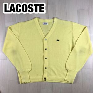 IZOD LACOSTE アイゾッドラコステ アクリル ニットカーディガン XL イエロー ビッグサイズ ワニ USA製 あいみょん