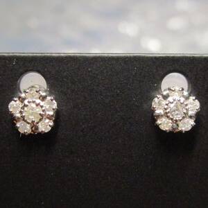 【新品】pt900/プラチナ/ダイヤモンド0.12ct/パヴェピアス