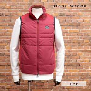 秋冬/Heal Creek/48(L)サイズ/中綿ベスト 保温◎ ジャージー切替 ワッペン付 チョッキ ゴルフ 新品/赤/レッド/jd167/