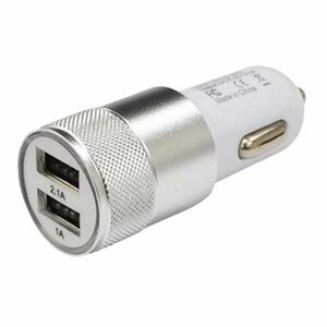 ガーソケット USB 増設 車載 カーチャージャー 充電器 2ポート 電源 車用 iphone Android 送料無料 50K◇ 3.1Aソケット:シルバー