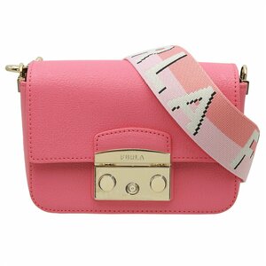 ★G2381 未使用 フルラ メトロポリス レザー ミニ ショルダーバッグ ピンク ゴールド金具 FURLA レディース★