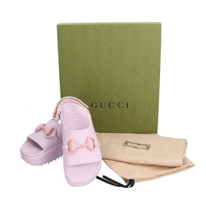 グッチ フラットフォーム ホースビット サンダル ラバー 742435 レディース GUCCI 中古 美品